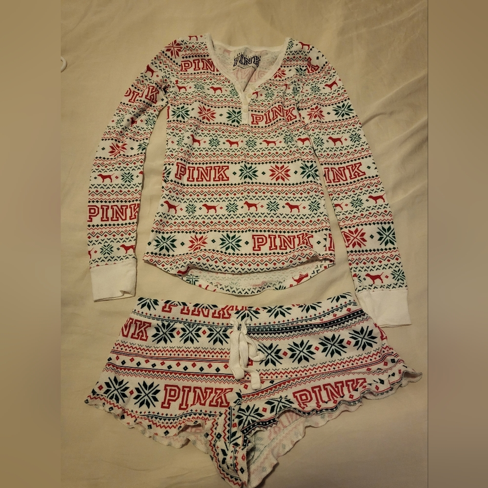Victoria's Secret Pink Christmas PJ Set